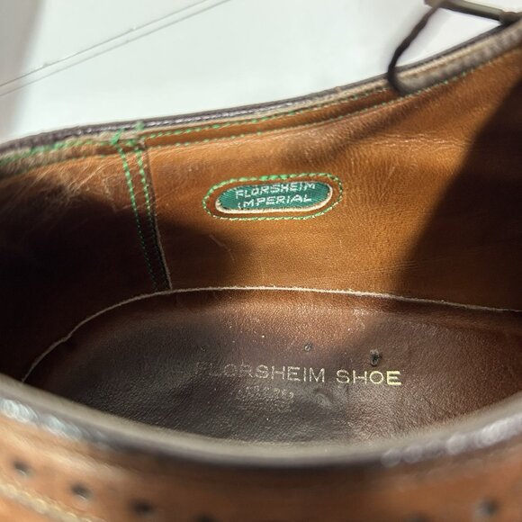 VTG Florsheim Imperial Kenmoor Wingtip Oxford Shoes Size 9 C Brown Leather 93602 main image 4
